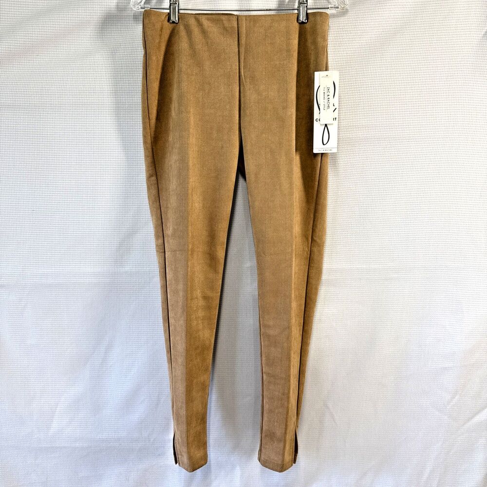 NWT Zac & Rachel Women's Tan Stretch Pants Tapered Slim Ankle Pull On Career - S